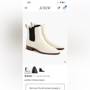 J. Crew Black and White Leather Chelsea Boots